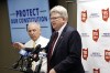 Republican Ohio state Rep. Jim Hoops, right, talks to reporters in Columbus, Ohio, as Republican Ohio senate president Matt Huffman listens following the failure of Issue 1 in a special election Tuesday, Aug. 8, 2023. Ohio voters have resoundingly rejected a Republican-backed measure that would have made it more difficult to pass abortion protections. (AP Photo/Paul Vernon)