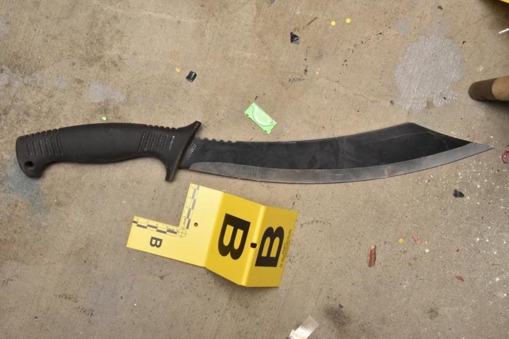 A machete is shown in an Alberta Serious Incident Response Team handout photo that was found after a man was arrested in Medicine Hat, Alta. on Sunday, Aug. 6, 2023. Alberta's police watchdog says it is investigating the death of a man who died in hospital after being arrested by officers in Medicine Hat. THE CANADIAN PRESS/HO, Alberta Serious Incident Response Team *MANDATORY CREDIT*