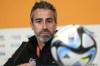 Spain's head coach Jorge Vilda attends a press conference ahead of the Women's World Cup quarterfinal soccer match between Spain and Netherlands in Wellington, New Zealand, Thursday, Aug. 10, 2023. (AP Photo/Alessandra Tarantino)