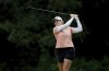Ally Ewing of the US plays from the 7th tee during day two of the 2023 AIG Women's Open at Walton Heath, in Surrey, England, Friday Aug. 11, 2023. (John Walton/PA via AP)