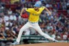 Boston Red Sox's Chris Sale pitches during the first inning of a baseball game against the Detroit Tigers, Friday, Aug. 11, 2023, in Boston. (AP Photo/Michael Dwyer)