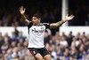 Fulham's Aleksandar Mitrovic appeals for a handball during the Premier League soccer match between Everton and Fulham at Goodison Park, Liverpool, England, Saturday Aug. 12, 2023. (Richard Sellers/PA via AP)