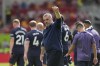 Tottenham's head coach Ange Postecoglou waves at the end of an English Premier League soccer match between Brentford and Tottenham Hotspur at the Community Stadium in London, Sunday, Aug. 13, 2023. (AP Photo/Frank Augstein)
