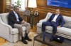 Greek Prime Minister Kyriakos Mitsotakis, left, meets with the UEFA President Aleksander Ceferin in Athens, on Wednesday, Aug. 16, 2023, in the wake of a deadly attack led by Croatian football supporters in the Greek capital. The meetings, to be joined by representatives from Greece's four major clubs, were held hours before Greece hosts the annual UEFA Super Cup between Sevilla and Manchester City. in Athens, on Wednesday, Aug. 16, 2023.(AP Photo/Petros Giannakouris)