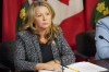 Marit Stiles, Leader of the Official Opposition of Ontario speaks to the media during a press conference following the release of the Auditor General’s Special Report on Changes to the Greenbelt, at Queens Park, in Toronto, Wednesday, Aug. 9, 2023. THE CANADIAN PRESS/Arlyn McAdorey