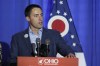 FILE - Republican Ohio Secretary of State Frank LaRose speaks during an election night watch party, Nov. 8, 2022, in Columbus, Ohio. LaRose, the most prominent Republican in the race to unseat Democratic U.S. Sen. Sherrod Brown in 2024, has fired one of his top aides after social media posts surfaced in which the staffer criticized Donald Trump. LaRose's office confirmed press secretary Rob Nichols's departure on Wednesday, Aug. 16, 2023. (AP Photo/Jay LaPrete, File)