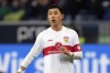 FILE - Stuttgart's Wataru Endo during the German Bundesliga soccer match between TSG 1899 Hoffenheim and VfB Stuttgart in Sinsheim, Germany, Tuesday, Jan. 24, 2023. Japanese midfielder Wataru Endo has been given Stuttgart's approval to travel to England for transfer talks and a medical examination at Liverpool, Stuttgart coach Sebastian Hoeness confirmed Thursday, Aug. 17, 2023. (AP Photo/Michael Probst, File)
