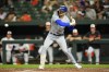Toronto Blue Jays' Cavan Biggio during an at bat during the eighth inning of a baseball game between the Baltimore Orioles and the Toronto Blue Jays, Tuesday, June 13, 2023, in Baltimore. THE CANADIAN PRESS/AP -Julio Cortez)
