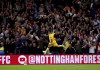 Sheffield United's Gustavo Hamer celebrates scoring his side's first goal of the game, during the English Premier League soccer match between Nottingham Forest and Sheffield United, at the City Ground, in Nottingham, England, Friday, Aug. 18, 2023. (Tim Goode/PA via AP)