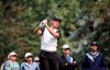 Canada's Mike Weir hits from the 7th tee during the PGA Tour Champions Shaw Charity Classic golf event in Calgary, Alta., Friday, Aug. 18, 2023. THE CANADIAN PRESS/Jeff McIntosh