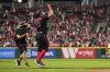 Cincinnati Reds' Christian Encarnacion-Strand (33) gestures as he rounds the bases after hitting a walkoff home run against the Toronto Blue Jays in the ninth inning of a baseball game in Cincinnati, Friday, Aug. 18, 2023. (AP Photo/Jeff Dean)