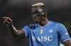 Napoli's Victor Osimhen celebrates scoring during the Serie A soccer match between Frosinone Calcio and SSC Napoli, at the Benito Stirpe stadium in Frosinone, Italy, Saturday Aug. 19, 2023. (Alfredo Falcone/LaPresse via AP)