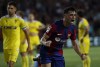Barcelona's Pedri celebrates after scoring his side's opening goal during a Spanish La Liga soccer match between Barcelona and Cadiz at the Camp Nou stadium in Barcelona, Spain, Sunday, Aug. 20, 2023. (AP Photo/Joan Monfort)