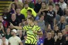 Arsenal's Martin Odegaard celebrates after scoring the opening goal during the Premier League soccer match between Crystal Palace and Arsenal at Selhurst Park, in London, England, Monday, Aug. 21, 2023. (AP Photo/Kin Cheung)