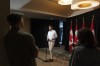 Sean Fraser, Minister of Housing, Infrastructure and Communities, speaks to reporters during the Liberal Cabinet retreat in Charlottetown, Monday, Aug. 21, 2023. The federal cabinet today is expected to discuss whether to revisit the existing national housing strategy and possibly hold a national housing summit with other levels of government and the private sector in a bid to solve the growing housing crisis across the country. THE CANADIAN PRESS/Darren Calabrese