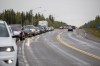 Evacuees from Yellowknife queue up to get gas at Big River Service in Ft. Providence, N.W.T., Thursday, Aug. 17, 2023. THE CANADIAN PRESS/Bill Braden