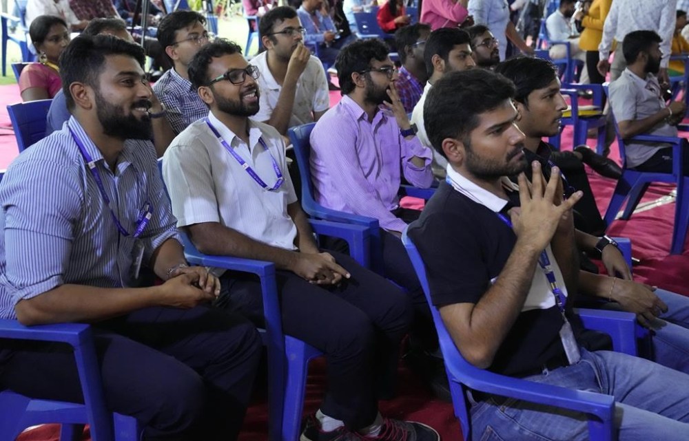 Indian Space Research Organization (ISRO) scientists watch the descent of spacecraft Chandrayaan-3 on the moon at ISRO's Telemetry, Tracking and Command Network facility in Bengaluru, India, Wednesday, Aug. 23, 2023. India was counting down to landing a spacecraft near the moon's south pole Wednesday, an unchartered territory that scientists believe could hold important reserves of frozen water and precious elements. (AP Photo/Aijaz Rahi)