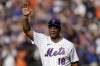 FILE - Former New York Mets' Darryl Strawberry waves as he is introduced during an Old-Timers' Day ceremony before a baseball game between the Colorado Rockies and the New York Mets on Saturday, Aug. 27, 2022, in New York. Dwight Gooden’s No. 16 and Darryl Strawberry’s No. 18 will be retired by the New York Mets in separate pregame ceremonies next year honoring players who were keys to the team’s last World Series title in 1986. (AP Photo/Adam Hunger, File)
