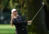 Brooke Rivers, of Canada, watches her second shot from the fairway on the 14th hole during the first round at the LPGA CPKC Canadian Women's Open golf tournament, in Vancouver, B.C., Thursday, Aug. 24, 2023. THE CANADIAN PRESS/Darryl Dyck