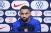 FILE - Cameron Carter-Vickers of the United States attends a press conference before a closed United States team practice at Ahmad bin Ali Stadium, in Doha, Qatar, Wednesday, Nov. 23, 2022. Carter-Vickers is set to miss the United States’ next four matches after being ruled out for two months by Scottish club Celtic because of a hamstring injury. The center back was substituted as a precaution during halftime of Celtic’s win at Aberdeen in the Scottish Premiership on Aug. 13, 2023. (AP Photo/Ashley Landis, file)