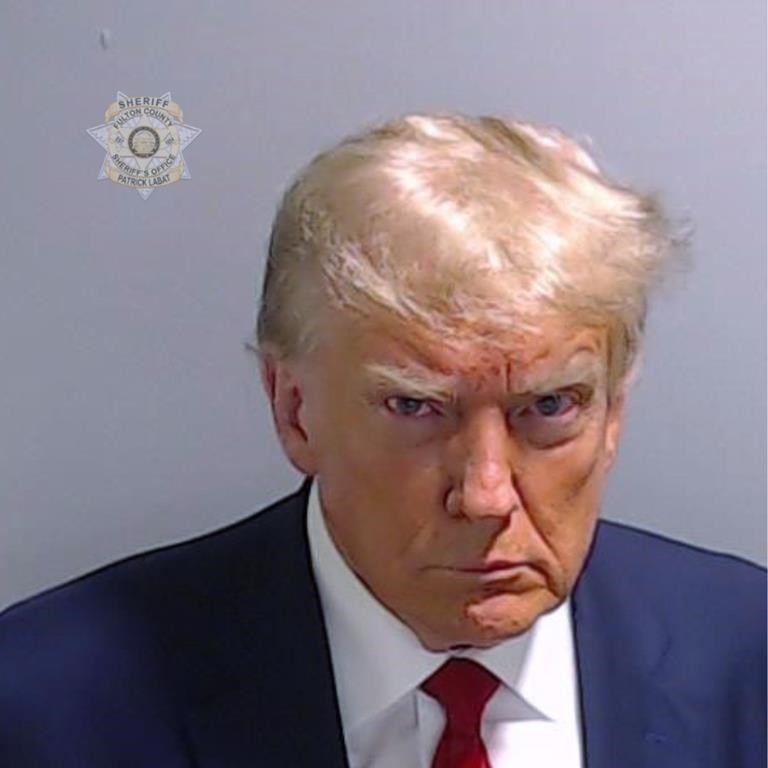 FULTON COUNTY SHERIFF’S OFFICE
Blue Steel or Kubrick stare: Former U.S. president Donald Trump’s now famous mug shot