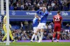 Everton's Jarred Branthwaite reacts following a missed chance, during the English Premier League soccer match between Everton and Wolverhampton Wanderers, at Goodison Park, in Liverpool, England, Saturday, Aug. 26, 2023. (Peter Byrne/PA via AP)