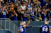 The Winnipeg Blue Bombers can become the first CFL team to cement a playoff spot this weekend. Winnipeg Blue Bombers' Kenny Lawler (89) celebrates his touchdown with the fans during second half CFL action against the Montreal Alouettes in Winnipeg, Thursday, Aug. 24, 2023. THE CANADIAN PRESS/John Woods