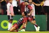 Toronto FC midfielder Kosi Thompson (47) celebrates his goal against D.C. United with teammate Lorenzo Insigne (24) during second half MLS action in Toronto on Saturday, May 27, 2023.Toronto FC has loaned Thompson on loan to Norwegian top-flight club Lillestrøm SK for the remainder of the 2023 Major League Soccer season.THE CANADIAN PRESS/Chris Young