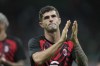 AC Milan's Christian Pulisic applauds supporters prior to the start of a Serie A soccer match between AC Milan and ,Torino at the San Siro stadium in Milan, Italy, Saturday, Aug. 26, 2023. (AP Photo/Luca Bruno)