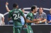 New York City FC midfielder Andres Jasson celebrates a goal against CF Montreal during the first half of an MLS soccer match at Yankee Stadium, Wednesday, Aug. 30, 2023, in New York. (AP Photo/Eduardo Munoz Alvarez)