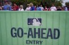 Fans line up outside a facial scan entrance at Citizens Bank Park before a baseball game between the Los Angeles Angels and the Philadelphia Phillies, Tuesday, Aug. 29, 2023, in Philadelphia. The Philadelphia Phillies ballpark is the site of an MLB pilot program that allows ticketed fans to walk into the stadium just through facial recognition. (AP Photo/Matt Slocum)