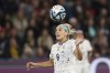 United States' Julie Ertz heads the ball during the Women's World Cup round of 16 soccer match between Sweden and the United States in Melbourne, Australia, Sunday, Aug. 6, 2023. (AP Photo/Hamish Blair)