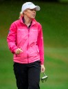 Stephanie Meadow, of Northern Ireland, reacts after missing a putt on the 16th hole during the first round of the LPGA Portland Classic golf tournament in Portland, Ore., Thursday, Aug. 31, 2023. (AP Photo/Craig Mitchelldyer)