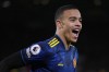 FILE - Manchester United's Mason Greenwood celebrates after scoring his side's second goal during an English Premier League soccer match between Brentford and Manchester United at the Brentford Community Stadium in London, Wednesday, Jan. 19, 2022. Getafe acquired the former Manchester United forward on loan on Friday, Sept. 1, 2023, after the English player left his old club following a criminal investigation into a possible attempted rape that was finally closed by prosecutors. (AP Photo/Matt Dunham, File)