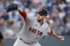 Boston Red Sox pitcher James Paxton delivers to a Kansas City Royals batter during the first inning of a baseball game in Kansas City, Mo., Friday, Sept. 1, 2023. (AP Photo/Colin E. Braley)