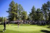 Matthew Fitzpatrick of Great Britain plays the ball during the third round of the Omega European Masters Golf Tournament DP World Tour, in Crans-Montana, Switzerland, Saturday, Sept. 2, 2023. (Jean-Christophe Bott/Keystone via AP)
