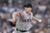 San Francisco Giants starting pitcher Kyle Harrison works against a San Diego Padres batter during the fifth inning of a baseball game Saturday, Sept. 2, 2023, in San Diego. (AP Photo/Gregory Bull)