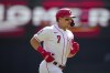 Cincinnati Reds' Spencer Steer runs the bases after hitting a solo home run during the first inning of a baseball game against the Chicago Cubs in Cincinnati, Sunday, Sept. 3, 2023. (AP Photo/Aaron Doster)