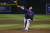 Colorado Rockies pitcher Peter Lambert throws against the Arizona Diamondbacks in the first inning during a baseball game, Monday, Sept. 4, 2023, in Phoenix. (AP Photo/Rick Scuteri)