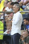 Villarreal's manager Quique Setien gestures during a Spanish La Liga soccer match between Villarreal and Barcelona at the Ceramica stadium in Villarreal, Spain, Sunday, Aug. 27, 2023. (AP Photo/Alberto Saiz)