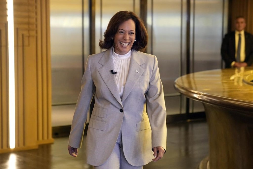U.S. Vice President Kamala Harris arrives for an interview with the Associated Press on the sidelines of the Association of Southeast Asian Nations (ASEAN) Summit in Jakarta, Indonesia, Wednesday, Sept. 6, 2023. (AP Photo/Dita Alangkara)