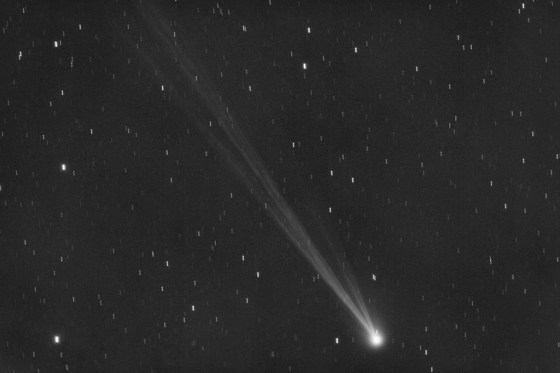 The comet C/2023 P1 Nishimura and its tail seen from Manciano, Italy, on Sept. 5. (Gianluca Masi via The Associated Press)