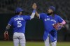 Back-to-back series wins over the Colorado Rockies and Oakland Athletics have given the Toronto Blue Jays some momentum for the stretch drive. Toronto Blue Jays' Santiago Espinal (5) celebrates with Vladimir Guerrero Jr. after the Blue Jays defeated the Oakland Athletics in a baseball game in Oakland, Calif., Tuesday, Sept. 5, 2023. THE CANADIAN PRESS/AP-Jeff Chiu
