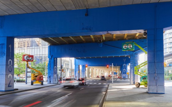 The Boom Town installation is part of a project to revitalize and create safer public spaces under Toronto’s Gardiner Expressway. (Samuel Engelking photo)