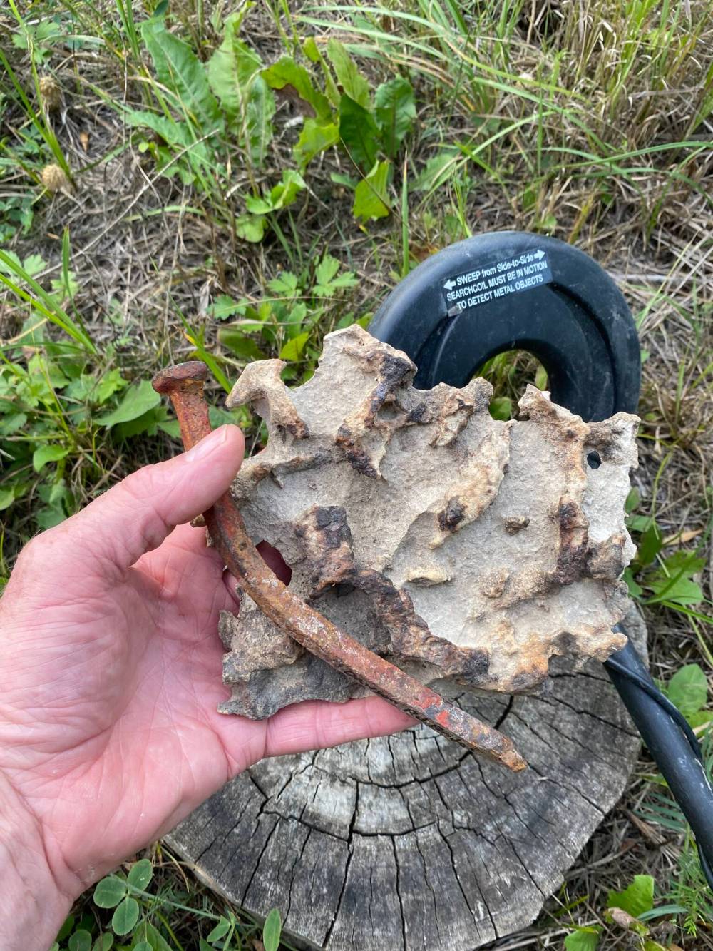 Mottled limestone was among his river finds. (Supplied)