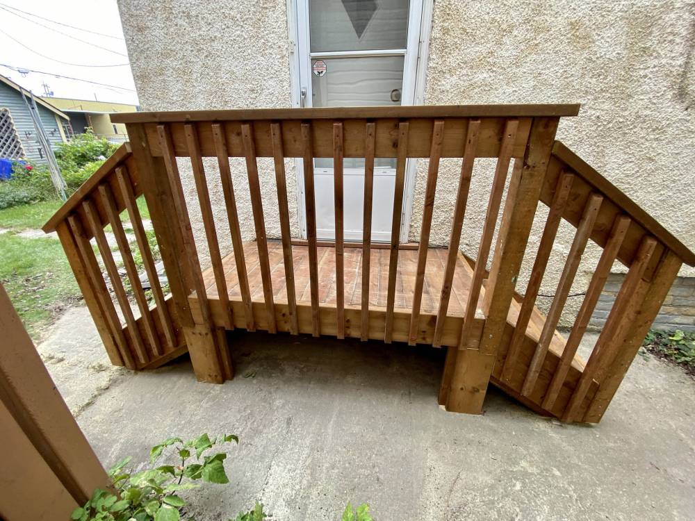 Photos by Marc LaBossiere / Winnipeg Free Press
These new steps mimic the dimensions of the old ones, but provide rigidity along the landing and stairs and a robust railing.