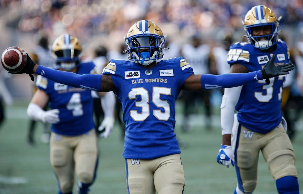 <p>Winnipeg Blue Bombers’ Demerio Houston is hoping to celebrate his birthday with a couple of interceptions. (John Woods / The Canadian Press files)</p>