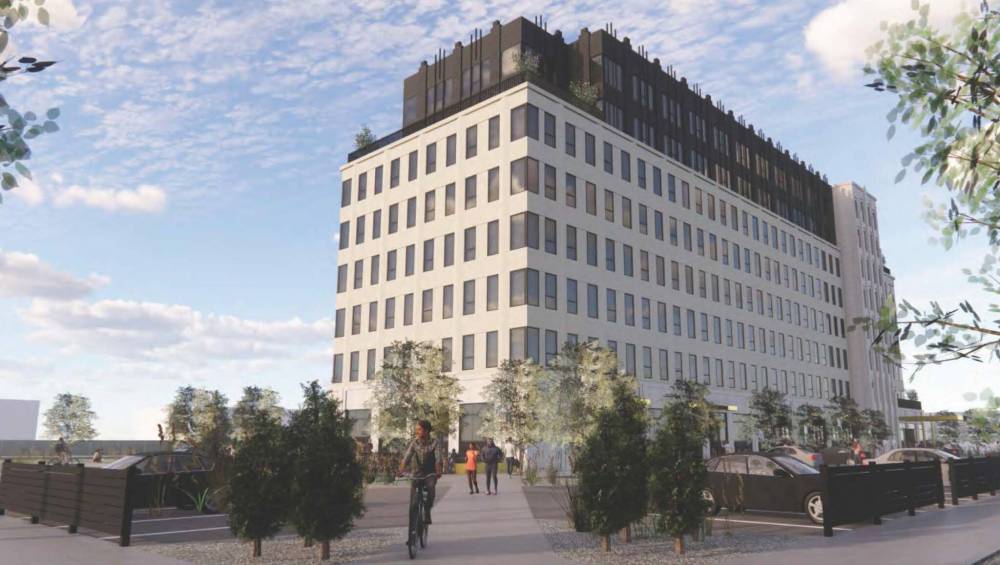 BLDG architecture office inc.
                                The proposal for 914 and 980 St. James St. in Polo Park would add a 100-foot-tall, eight-storey mixed-use residential building with 101 suites and a 9,300-square-foot commercial space on the main floor.