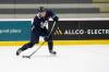 BROOK JONES / WINNIPEG FREE PRESS
                                Jets defenceman Elias Salomonsson unloads a shot at practice Wednesday. The Swedish blue-liner has already played three games this season in Sweden.