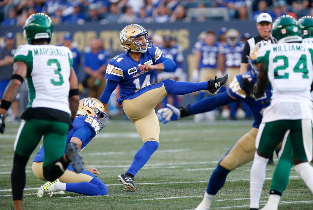 John Woods / THE CANADIAN PRESS files
Blue Bombers kicker Sergio Castillo’s football journey includes a period of 618 consecutive days when he was without a contract.